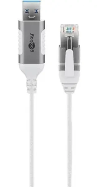 Goobay redukce USB-A - RJ-45 bílá / Redukce / USB 3.2 Gen 1 / Cat.6 / 1 Gbit/s / 10 m (74383)