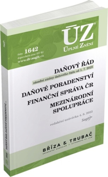 ÚZ 1642 Daňový řád, Finanční správa, Daňové poradenství