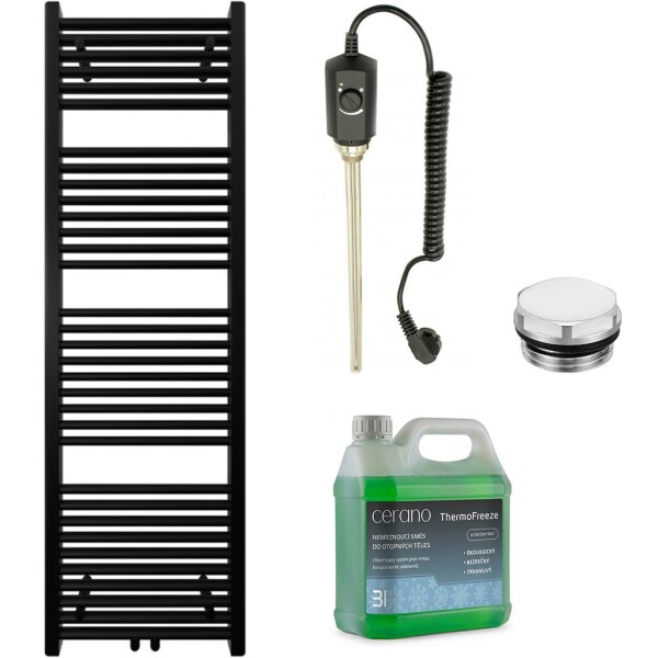 CERANO Koupelnový elektrický radiátorový set Lincoln - 300W - černá matná - 1600x500 mm