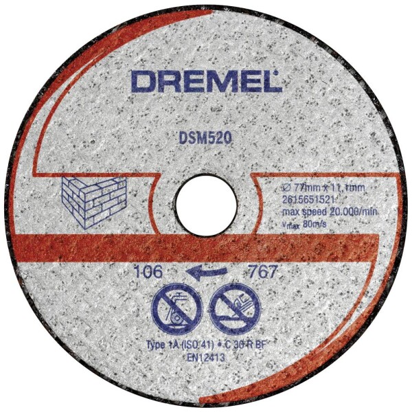 Dremel DSM520 2615S520JB řezný kotouč rovný 77 mm 2 ks cihla, sádrokarton