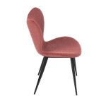 Židle jídelní, červená látka, černá kovová podnož