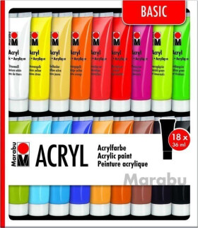 Marabu akrylová barva sada 18 x 36 ml
