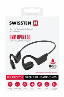 Rozbaleno - SWISSTEN Gym Open Ear černá / Open-ear bezdrátová sluchátka / BT 5.2 / IP55 / rozbaleno (51107091.Rozbaleno)