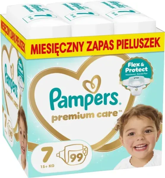 Pampers Premium Care 15+ kg (99 ks) / Pleny / Velikost 7 (15+ kg)