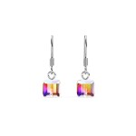 Royal Fashion stříbrné čtvertcové náušnice pozlacené 18k bílým zlatem Swarovski®