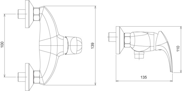 NOVASERVIS Sprchová baterie bez příslušenství 100 mm Metalia 57 chrom 57065/1,0