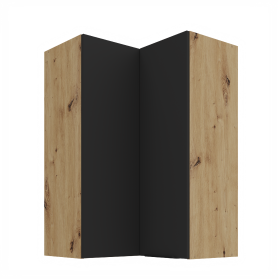 Horní rohová skříňka Aria 60x60 GN-90 2F (90°) Barva korpusu: Dub artisan, Barva dvířek: BL - Black AFM