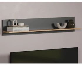 Nástěnná police Esteban 150 cm, antracit/dub evoke