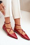 Dámské baleríny se špičatými prsty a křížovými pásky bordové Violra 39