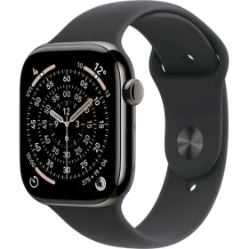 Apple Watch Series 11 GPS+Cellular 46mm Břidlicově šedé titanové tělo - Černý sportovní řemínek S/M / 140–190 mm (MFD14MP/A)