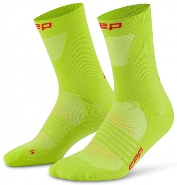 CEP dámské běžecké kompresní vysoké ponožky ULTRALIGHT PRO - lime Velikost: II (Vel. chodidla 34-37)