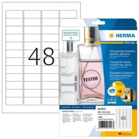 HERMA etikety A4 45,7x21,2 mm transparentní / Etikety / Fólie lesklá / Voděodolné / 1200 ks (8016)