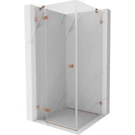MEXEN/S - Lunar sprchový kout dveře křídlové levá 80 x 80, transparent, měď kartáčovaná 834-080-080-65-00-L