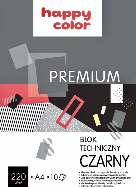 Happy Color Premium černý papír blok A4 220 g 10 listů