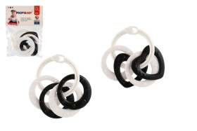 Kroužky se 4 tvary kontrastní plast černobílé 2 druhy v sáčku 0m+