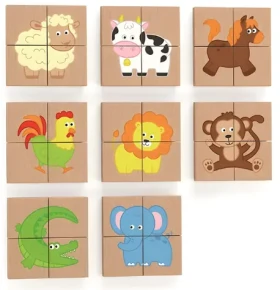 VIGA Dřevěné magnetické puzzle Zvířátka