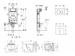 GEBERIT - Kombifix Modul pro závěsné WC s tlačítkem Sigma20, bílá/lesklý chrom + Tece One - sprchovací toaleta a sedátko, Rimless, SoftClose 110.302.00.5 NT4