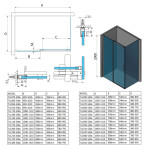 POLYSAN - THRON SQUARE obdélníkový sprchový kout 1300x800, hranaté pojezdy TL1380-5002