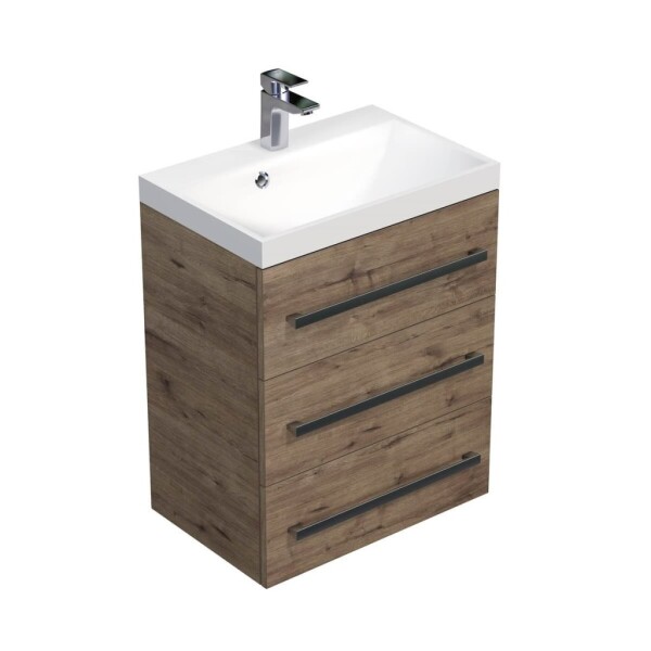 Koupelnová skříňka s umyvadlem SAT Cube Way 60x76,5x40 cm dub wellington CUBE2603DW CUBE2603DW