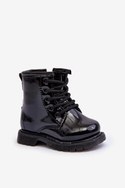 Dětské lakované kotníkové boty na zip, Black Tibbie Velikost: 20