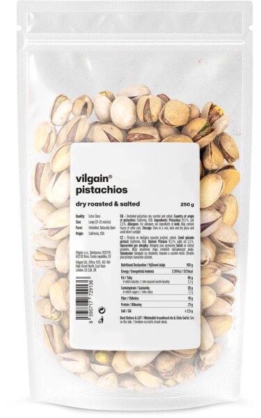 Vilgain Pistácie – nasucho pražené & solené 250 g