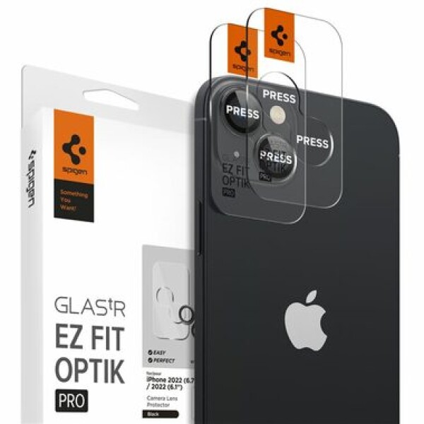 Spigen Glass EZ Fit Optik Pro ochranné sklo na fotoaparát pro Apple iPhone 14/iPhone 14 Plus 2ks (AGL05213)