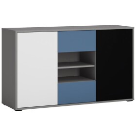 Komoda Laser LASK02B 2D2S šedá platina/černá perla/bílý alpský/modrá