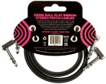 Ernie Ball Flat Ribbon Stereo Patch Cable 24" Black 2 Pack