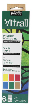 Pébéo Vitrail 756421 sada barev na sklo 6 x 20 ml