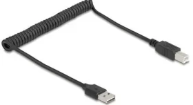 Delock černá / Spirálový USB kabel / EASY-USB 2.0 Typ-A / USB 2.0 / 0,8 m (90130)