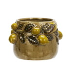 MADAM STOLTZ Obal na květiny Lemons Brown Ø 18 cm, hnědá barva, keramika