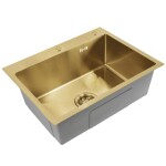 REA - Ocelový dřez Liam BRUSH GOLD s kuchyňskou baterií KPL-96007