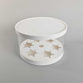 Cake star Plastový kulatý box na cupcakes nebo dort bílý 1 patro (na 6ks)