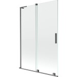 MEXEN/S - Velar L dvoukřídlá posuvná vanová zástěna 120 x 150, transparent, grafit kartáčovaná 896-120-003-01-66