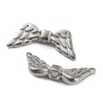 Andělská křídla z nerezové oceli - platinová - 8,5 x 18,5 x 4 mm - 1 ks