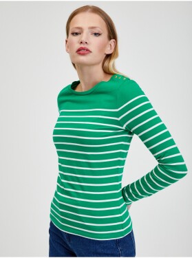 Orsay Bílo-zelené dámské pruhované tričko dámské