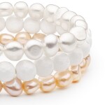Souprava tří náramků Paige - sladkovodní perla, mother of pearl, ocel, Barevná/více barev 19 cm