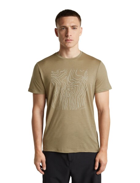 Pánské merino triko krátký rukáv ICEBREAKER Mens Merino 150 Tech Lite SS Tee Great Heights, Cumin velikost: XL