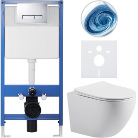 CERANO Kompletní podomítkový WC set Profi/Cesso - bílá matná - WC tlačítko Slim, chrom - předstěnová instalace/sádrokarton - 49x36 cm - 8050BD101