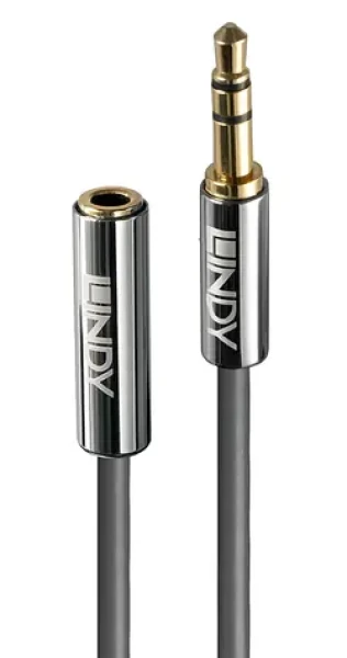 Lindy Cromo antracitová / Audio kabel / Jack 3,5 mm prodlužovací / 0,5 m / Pozlacené konektory (35326)