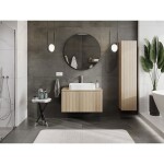 MEXEN/S - Rivel koupelnová skříňka pod umyvadlo 90 cm s deskou, 1 šuplík, reliéf , dub 91A20-09047-1-BFC81