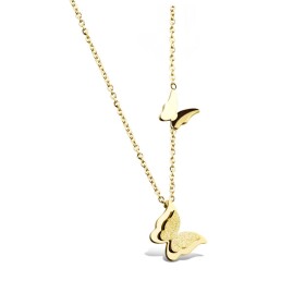 Ocelový náhrdelník Parisi Gold - chirurgická ocel, motýlek, Zlatá 42 cm + 5 cm (prodloužení)
