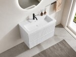 CERANO - Koupelnová skříňka Carole - bílá matná rýhovaná + umyvadlo z lit. mramoru Ovo - bílá lesklá - 100,5x53x46,5 CER-868414