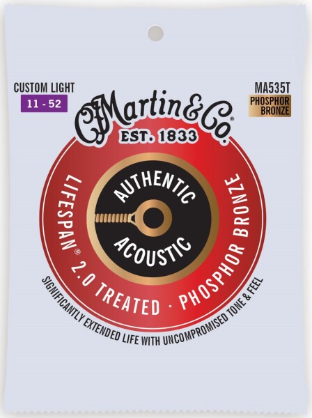 Martin Authentic Lifespan 2.0 92/8 Phosphor Bronze Custom Light