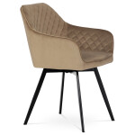 Jídelní židle, potah cappuccino sametová látka, kovové nohy, černý matný lak