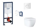 GROHE - Rapid SL Set předstěnové instalace, klozetu, sedátka SoftClose, tlačítka Arena Cosmopolitan a sady pro vhazování tablet, Triple Vortex, alpská bílá SANI11BB3150