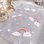 DumDekorace Koberec do dětského pokoje - šedý s duhou Šířka: 120 cm | Délka: 180 cm