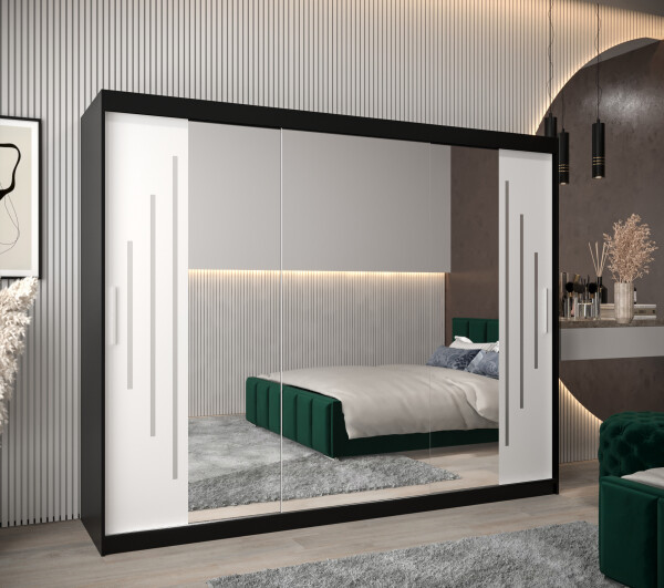Šatní skříň Abi Y2 Barva korpusu: Černá, Rozměry: 250 cm, Dveře: Bílá