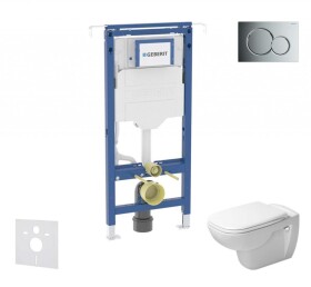 GEBERIT - Duofix Set předstěnové instalace, klozetu a sedátka Duravit D-Code, tlačítka Sigma01, Rimless, SoftClose, lesklý chrom SANI11CP1100