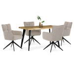 Židle jídelní, taštičkové pružiny v sedáku, 180° otočný mechanismus, lanýžová voděodolná látka, černý kov